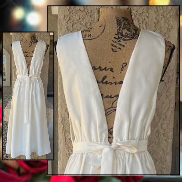 Lulus Ivory Sleeveless Bow Elegant Destiny Sleeveless Bow Midi Dress Size M - Picture 4 of 10